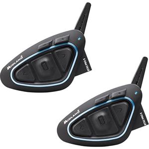 Midland - Interfono Moto Bluetooth Coppia BTX2 Pro S LR Twin, Auricolari Casco Waterproof IPX6, Doppio Processore BT, 1,6Km, 4 Coppie, Batteria 23H, Cancellazione Rumore Audio Hi-Fi Universal Intercom