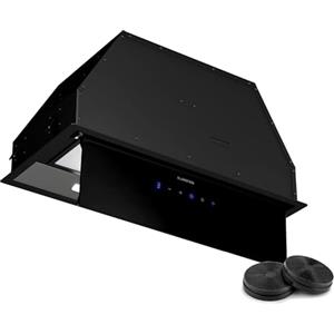 Klarstein Ventimate Cappa Incasso, 60cm Cappa Aspirante da Incasso con Controllo Touch, 390 m³/h, Efficienza Energetica A+, Motore Silenzioso, LED, Filtro Carbonio per Ricircolo, Nero