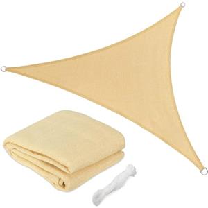 BAKAJI Vela Telo Parasole Tenda Triangolare Ombreggiante in HDPE Resistente Protezione UV 90% per Ombra Giardino Terrazzo con Aggancio Occhielli Beige (3,6 x 3,6 x 3,6 mt)