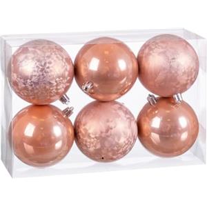 BigBuy Christmas Palline di Natale Beige Plastica 8 x 8 x 8 cm (6 Pezzi)