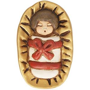 THUN - Gesù Bambino nella Mangiatoia - Versione Rossa - Statuine Presepe Classico - Ceramica - I Classici