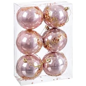BigBuy Christmas Palline di Natale rosa plastica 8 cm (6 pezzi)