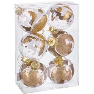 BigBuy Christmas Palline di Natale dorate in plastica 8 cm (6 pezzi)