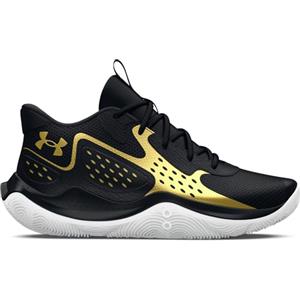 Under Armour UA Jet '23, Scarpa da Basket Unisex - Adulto, Black Metallic Gold Metallic Gold, 45 EU