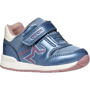 Geox B Rishon Girl A, Scarpe Primi Passi Bimba 0-24, Dk Sky off White, 21 EU