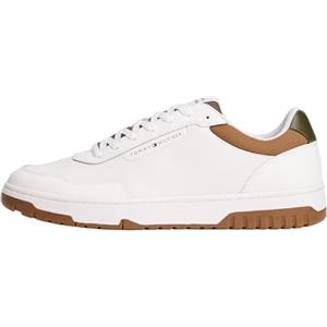 Tommy Hilfiger Uomo Sneakers con Suola Preformata Basket Core Profilo Basso, Multicolore (Ecru/Army Green), 44