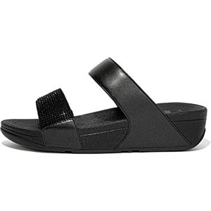 Fitflop Lulu Crystal Embellished Slides, Infradito Donna, Tutto Nero, 38 EU