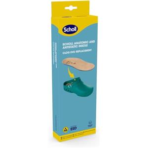Scholl Solette Anatomiche e Antistatiche, Solette Unisex per Clog Evo, Taglia 37-38, Confezione da 1 paio