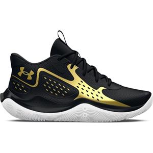 Under Armour UA Jet '23, Scarpa da Basket Unisex - Adulto, Black Metallic Gold Metallic Gold, 46 EU