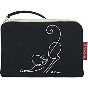 hello-bags. Borsellino/Portafoglio/Portacarte di credito. Esterno: 100% cotone. Con cerniera e fodera interna. Include una bella busta regalo kraft. GATUNA. Colore: Écru/Nero. Misure: 14 * 10 cm.