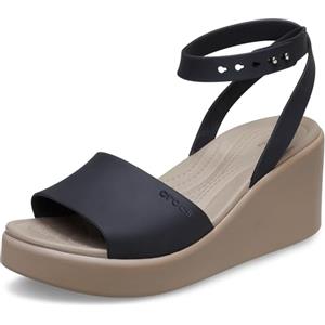 Crocs Brooklyn Ankle Strap Wedge, Sandali Donna, Black Mushroom, 33/34 EU