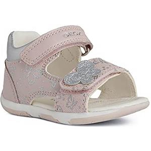 Geox B Sandal Tapuz Girl Synthetic, Primi Passi Bimba 0-24, Rosa Argento Lt Rose Silver, 18 EU