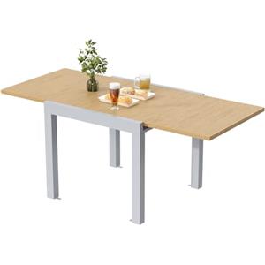 JUMMICO Tavolo da Giardino, Allungabile, Garden Table, in Alluminio, Tavolino da Balcone, Tavolo da Pranzo, da Esterno, Gambe Regolabili, 80 x 160 cm, Naturale