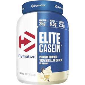 Dymatize Elite Proteine di Caseina in Polvere Gusto Vaniglia Delicata 1800g - Caseina a Rilascio Lento con BCAA