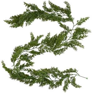 Junhui 180cm Ghirlanda Natalizia in Finto Cedro, Ghirlanda Natalizia con Piante Artificiali, Ghirlanda per Caminetti, Tavoli, Scale, Decorazioni Natalizie per Interni