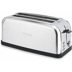 H.Koenig TOS28, Tostapane 2 o 4 fette, speciale per baguette, Apertura extra large, Acciaio Inox, 1500 W