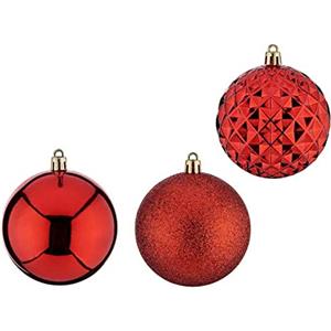 Krist+ Palline di Natale Ø 8 cm 3 Unità Rosso PVC