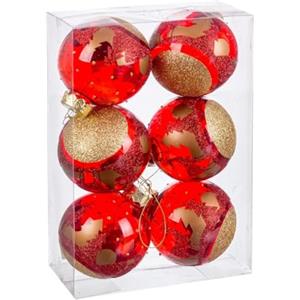 BigBuy Christmas Palline di Natale Rosso Plastica 8 cm (6 Pezzi)