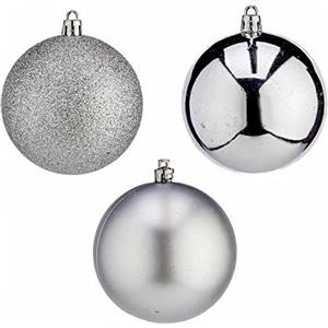 Krist+ Palline di Natale Ø 8 cm 20 Pezzi 19 x 19 x 35 cm Argento PVC