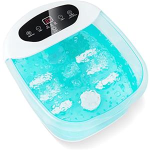 RELAX4LIFE Pediluvio Massaggiatore per Piedi con Rulli Massaggianti, Funzioni Riscaldamento 35℃-46℃, Vibrazioni, Bolle, Pietra Pedicure,Spenimento Automatico 1 Ora,Cavo 183cm,33x39x18cm (Eisblau)