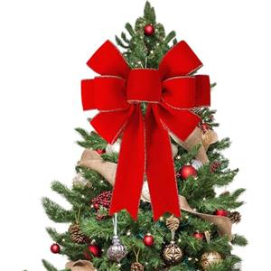 QIZHIQIAMY Fiocchi per Albero di Natale Grande Rosso Fiocco Puntale Albero di Natalizi Fiocchi Velluto Rossi Natalizio Decorazioni Natale per Uso Interno ed Esterno, Porte, Finestre e Caminetti
