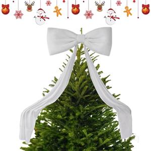 higyee Fi-occo Topper Per Albero Di Natale - Fiocchi Giganti In Velluto Per Albero Di Natale | Fi-occo Decorativo Festivo In Velluto Grande Multifunzionale Per Casa, Soggiorno, Ca-mino, Parete (Bianco)