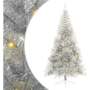 vidaXL Albero di Natale artificiale con luci integrate Argento 240 cm, Albero di Natale Moderno a Forma di Cono, Illuminazione Festiva USB, Display LED, Decorazione Stagionale per Soggiorno e Giardino
