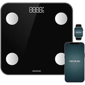 Cecotec Bilancia da bagno intelligente con App Surface Precision Smart. Bluetooth e 24 parametri, dimensioni 30 x 30 cm, 4 sensori, capacità massima 180 kg, funzionamento a batteria