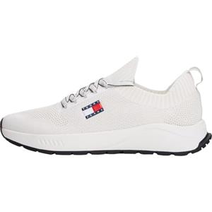 Tommy Jeans Uomo Sneakers Running Knitted Profilo Basso, Bianco (Ecru), 42