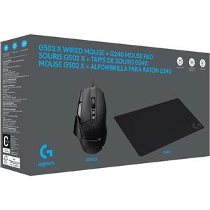 LOGITECH G502X + G240 MOUSE GAMING 25.600 DPI 89G + MOUSEPAD 28X34