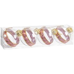 BigBuy Christmas Palline di Natale rosa trasparente oro plastica tessuto fiocco 8 x 8 x 8 cm (4 pezzi)