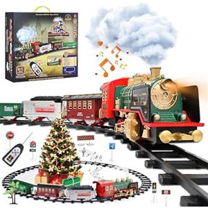 CHENBOOW Trenino Natalizio Elettrico,Albero di Natale Treno Elettrico,Trenino Classico Natalizio,Locomotiva a Vapore,Treninos Elettricos di Natale,Regalo Natale Giochi