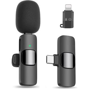 Alles Gute Microfono Wireless per iPhone Androide (Tipo c), Mini Microfono Lavalier Wireless per Podcast Video, PC, Laptop,Vlog,YouTube/TikTok (iOS&USB-C/1 Mic)