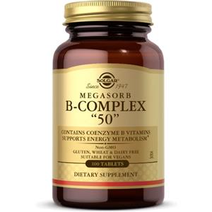 Solgar - Complesso Mega B-50: Multivitaminico Completo Gruppo B con 100 Compresse per Metabolismo e Salute del Sistema Circolatorio