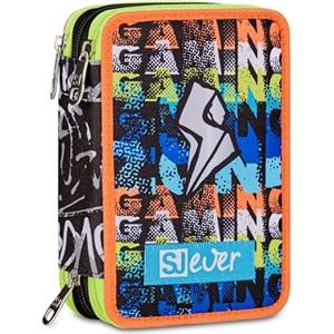 SJ GANG STYLE JAM GANG Astuccio Scuola 3 Zip, Blu, Portapenne Triplo Scomparto Completo Di Penne, Matite, Colori, Accessori Zaino, Scuole Elementari, Bambino