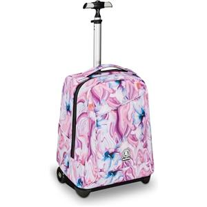 Invicta Trolley Scuola Benin Fantasy, Rosa e Viola, 2 in 1, Con Spallacci Uso Zaino, Tasca porta Borraccia e Porta Laptop, Scuola & Viaggio, Ragazzi