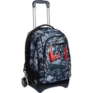 Seven Trolley New Tech, Keep Flag, Nero, 3in1 Zaino Sganciabile, Scuola & Viaggio