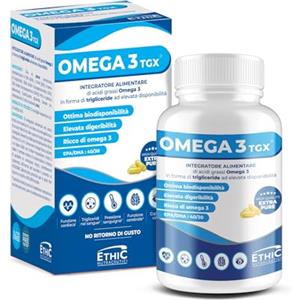 EthicSport - Omega 3 TGX - Barattolo da 180 softgel - Integratore alimentare di acidi grassi omega 3 ad elevata biodisponibilità e in forma di trigliceridi
