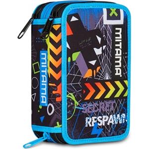 Mitama Astuccio Scuola 3 Scomparti, TRIPLO CYBERPLAY, Contenuto 47 pz, Completo di Matite, Pennarelli, Portapenne Scuola Elementare Bambino