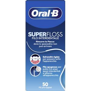 Oral-B SuperFloss Filo Interdentale 50 Fili Pre-Tagliati - Pulizia Profonda per Apparecchi Ortodontici e Ponti