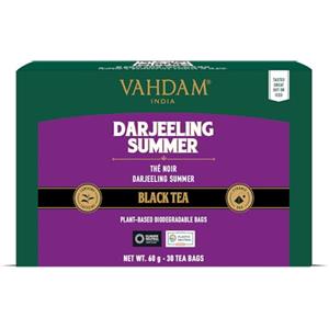 VAHDAM, Tè Nero Darjeeling (30 Bustine) Alto Tenore di Caffeina | Forte, Robusto e Aromatico | The Nero in Foglie Darjeeling Second Flush