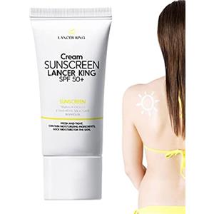 Povanjer Crema solare per viso, lozione solare naturale SPF 50-60 ml, protezione solare impermeabile ad ampio spettro, lozione solare minerale
