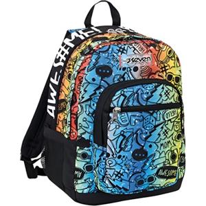 Seven Zaino Scuola Fluo Stamp Freethink, Doppio Scomparto, Tasca porta pc, Scuola media elementare, Per bambini e ragazzi, Tempo libero e viaggi