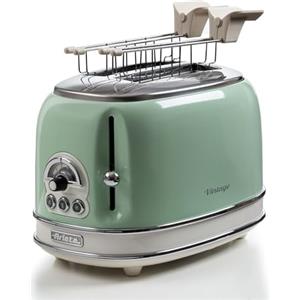 Ariete 155 Tostapane Vintage 2 fette di pane - con pinze - 6 livelli di tostatura - 810 Watt- Acciaio Inox - Linea Vintage - Verde