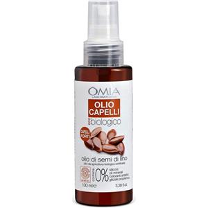 Omia Olio Capelli Eco-Biologico 100ml - Ristrutturante Antirottura con Olio di Semi di Lino, Non Unge e Non Appesantisce