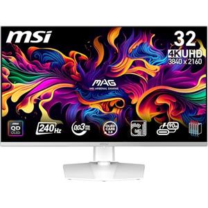 MSI MPG 321URXW QD-OLED 4K UHD Gaming Monitor da 31,5" - Pannello Quantum Dot OLED 3840 x 2160, 240Hz / 0,03ms, 99% DCI-P3, ΔE≤2, DisplayHDR True Black 400, KVM, RGB - DP 1.4a, HDMI 2.1, USB Type-C