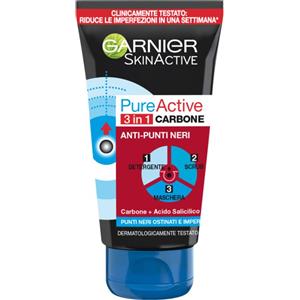 Garnier Pure Active Charcoal Gel 3 in 1 - Detergente, Scrub e Maschera per Pelli Grasse e Anti Punti Neri - 150 ml