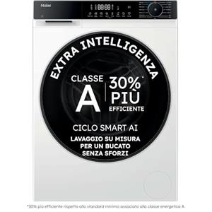 Haier X Serie 5 Lavatrice 8 Kg, Libera Installazione, Carica Frontale, Classe A-30%, 1400 Giri, Smart AI Cycle, Ciclo Refresh a Vapore, Wi-Fi con App hOn, 85x60x56 cm, Bianca - HW80-BP14357U-IT