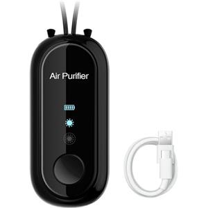GiReich Purificatore d'aria Portatile per uso Personale, Mini Depuratore d'aria a Ioni Negativi da Collo, Ricaricabile, Efficace Contro Germi e Allergeni (Nero)