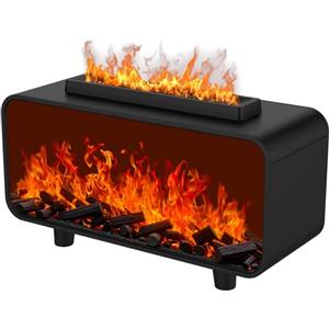 Hianjoo Diffusore di Oli Essenziali Camino, Hianjoo 200ml Aromatherapy Diffuser con Effetto Fiamma, Ultrasuoni Aromaterapia Diffusore di Aromi con 7 Colori LED Luce Notturna per SPA, Camera da Letto (Nero)